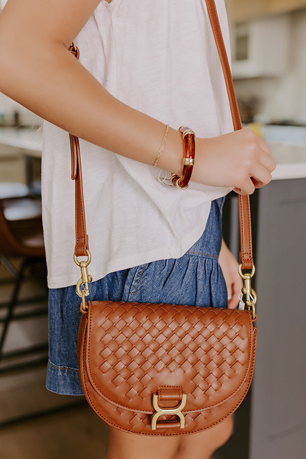 First Stop To Fabulous Faux Leather Woven Purse in Brown Image 1