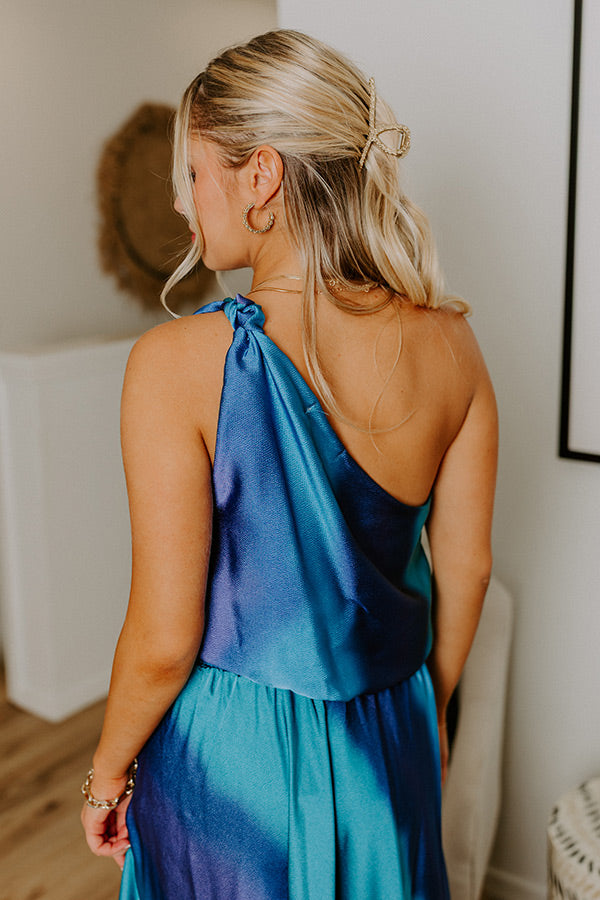 Moonlit Lagoon Satin Top in Blue Image 3