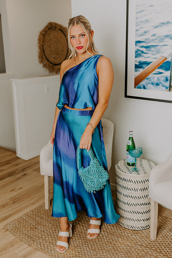 Moonlit Lagoon Satin Top in Blue Image 2