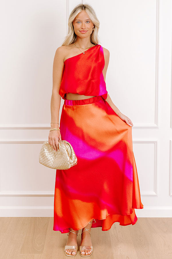 Moonlit Lagoon Satin Top in Red Image 2