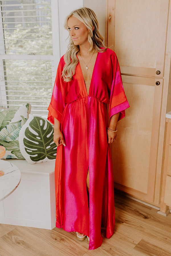 Ocean Whimsy Satin Maxi Dress Image 2