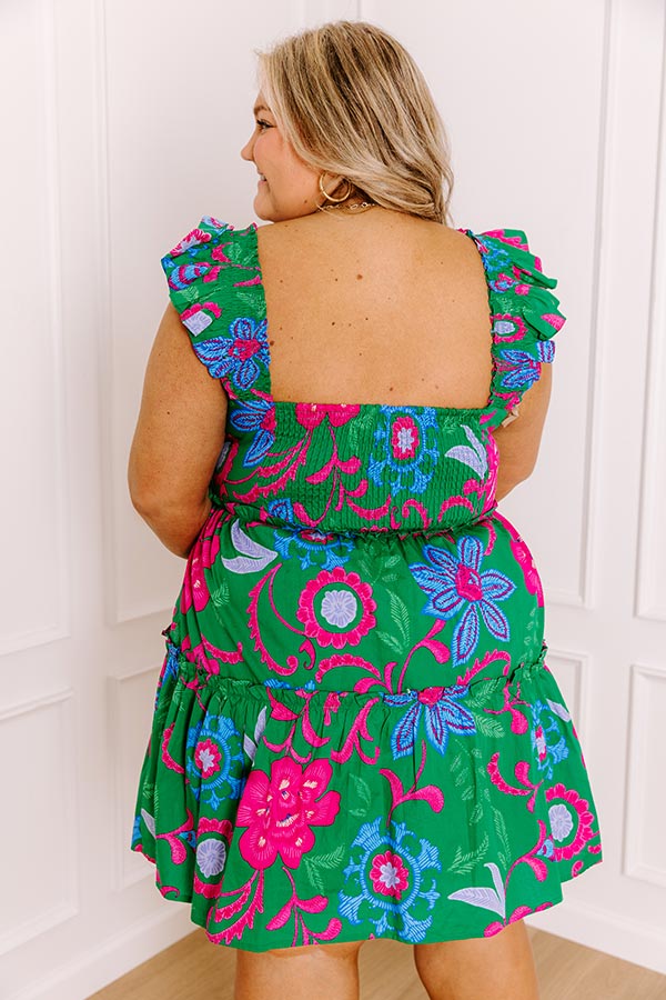 Pina Colada Please Floral Mini Dress in Green Curves Image 4