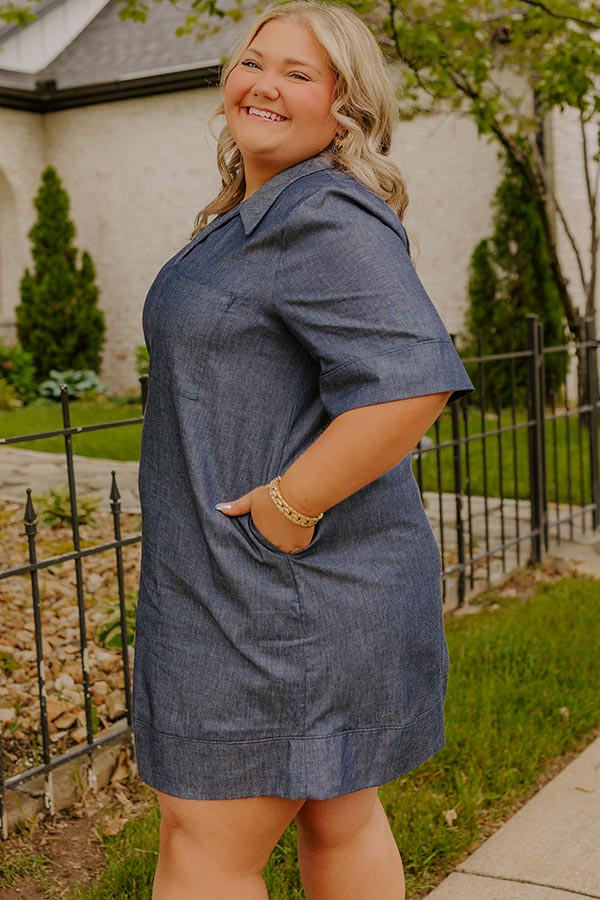 Casual Hangout Chambray Mini Dress Curves Image 3