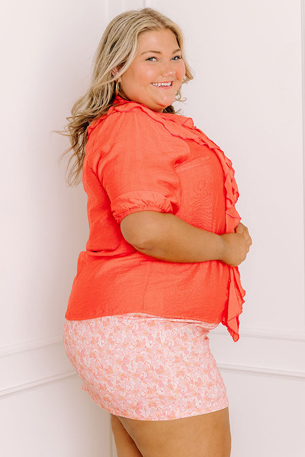Sunday Mornings Ruffle Top in Coral Curves Image 3