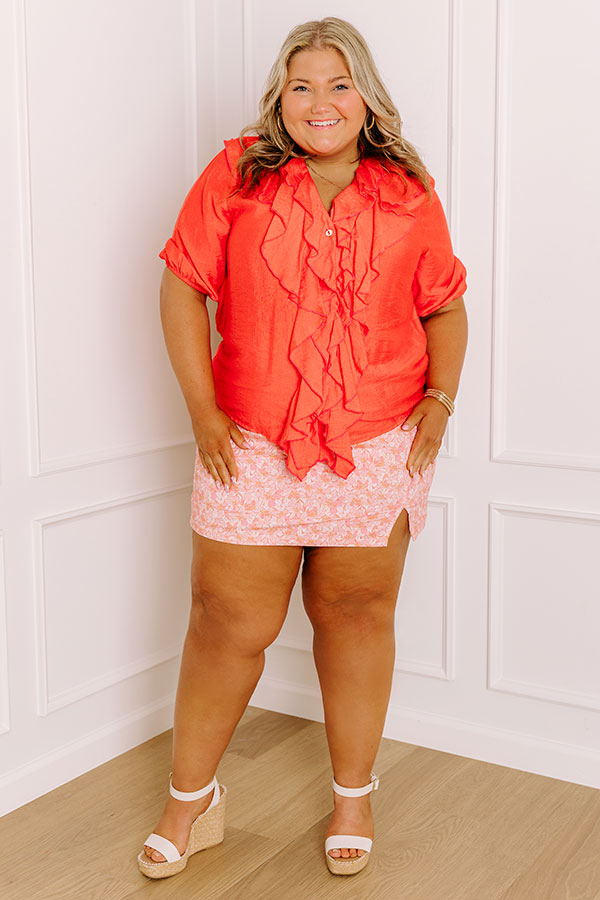 Sunday Mornings Ruffle Top in Coral Curves Image 5