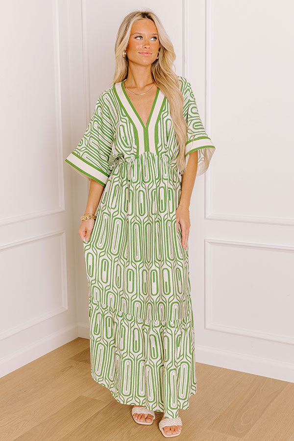 Art Gallery Social Midi Dress in Olive Image 1