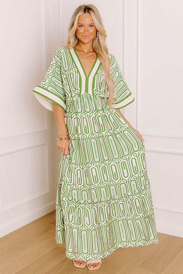 Art Gallery Social Midi Dress in Olive Image 2