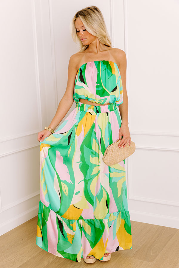 Shades Of Paradise High Waist Maxi Skirt in Green Image 1
