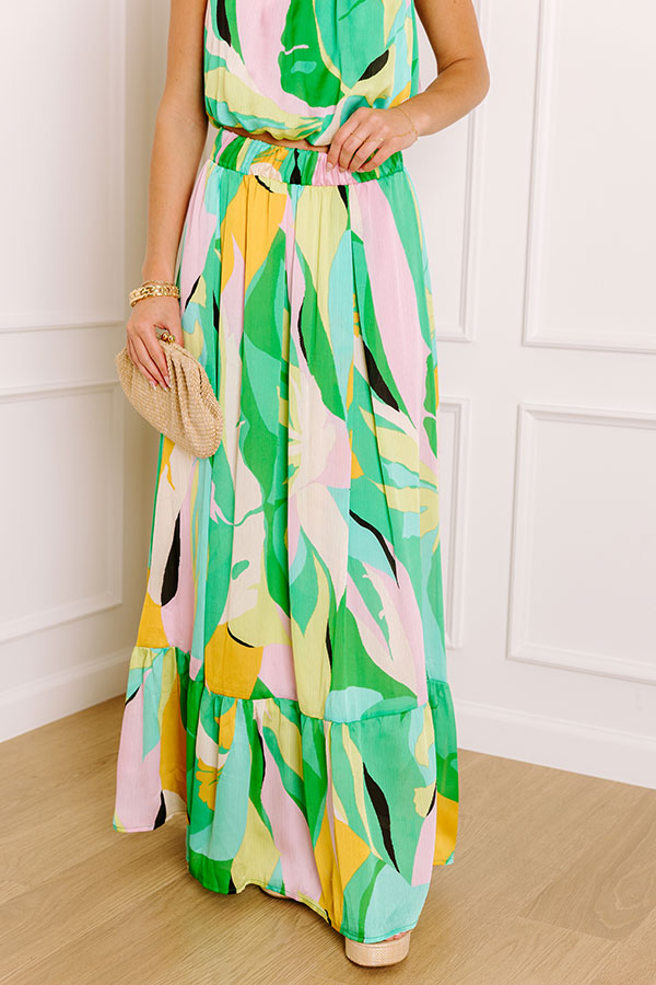 Shades Of Paradise High Waist Maxi Skirt in Green Image 2