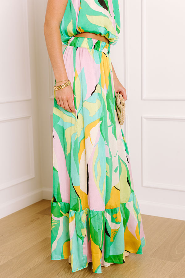 Shades Of Paradise High Waist Maxi Skirt in Green Image 3