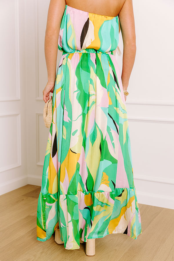 Shades Of Paradise High Waist Maxi Skirt in Green Image 4