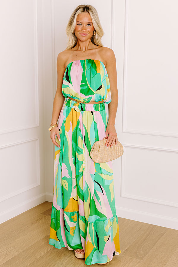 Shades Of Paradise High Waist Maxi Skirt in Green Image 5