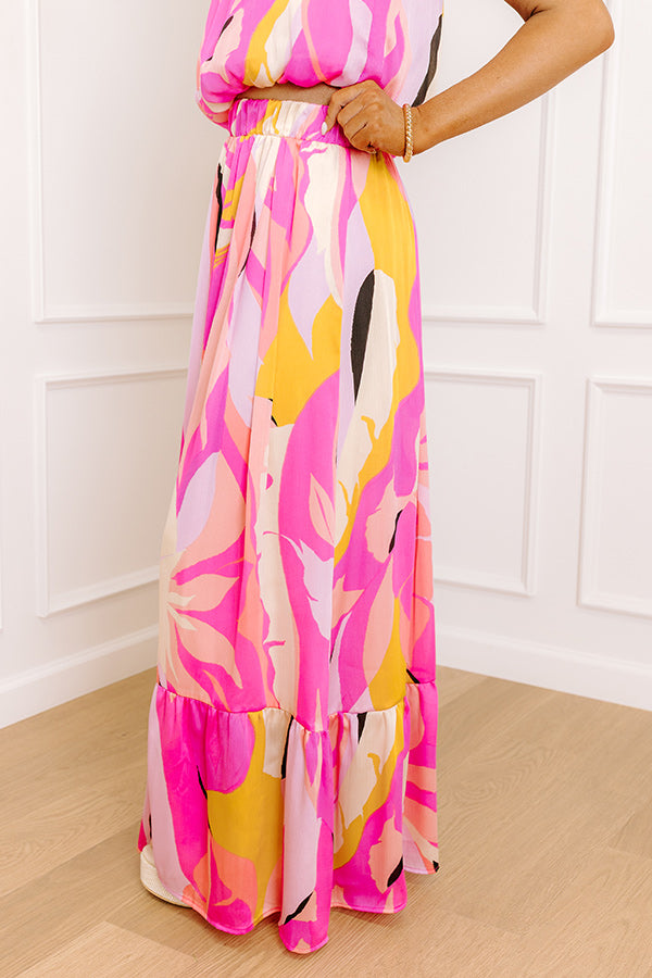 Shades Of Paradise High Waist Maxi Skirt in Pink Image 3