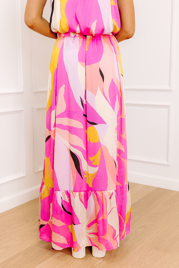 Shades Of Paradise High Waist Maxi Skirt in Pink Image 4