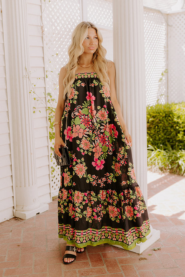 Capri Villa Floral Maxi Dress in Black Image 4