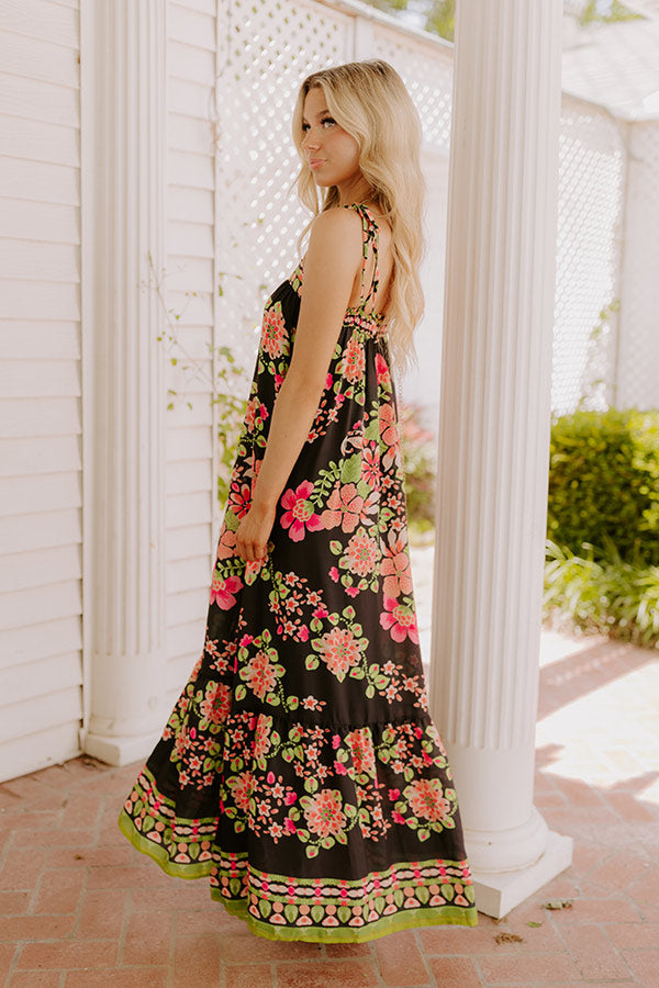 Capri Villa Floral Maxi Dress in Black Image 2
