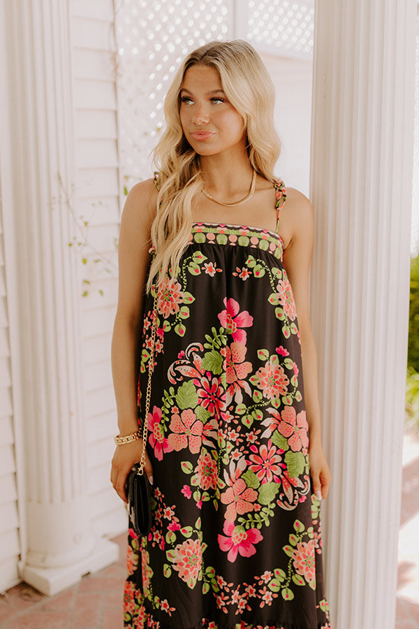 Capri Villa Floral Maxi Dress in Black Image 3
