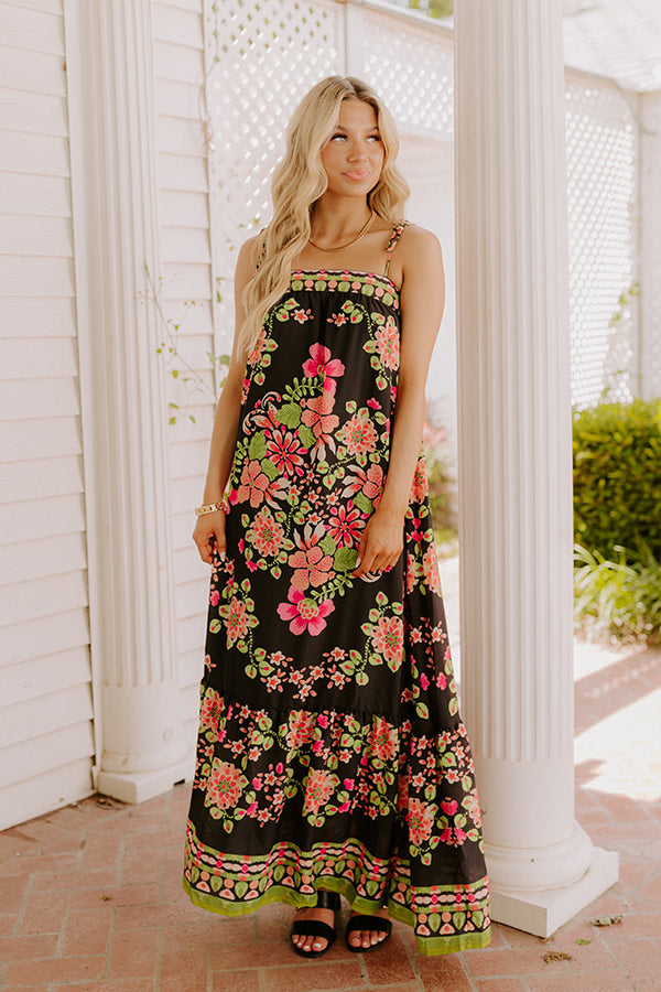 Capri Villa Floral Maxi Dress in Black Image 5