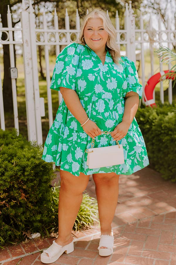 Charmed Feeling Floral Mini Dress in Green Curves Image 3