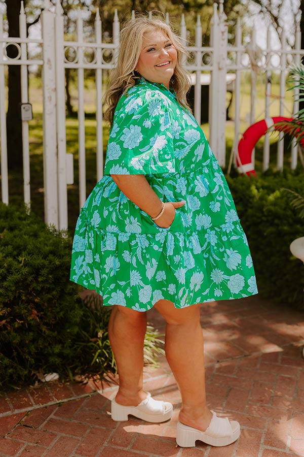Charmed Feeling Floral Mini Dress in Green Curves Image 4