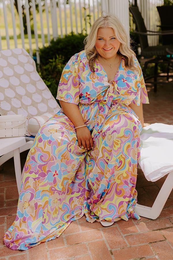 Sunny Views Satin Floral Wide Leg Jumpsuit Curves Image 1