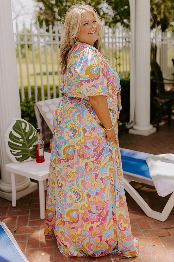 Sunny Views Satin Floral Wide Leg Jumpsuit Curves Image 4