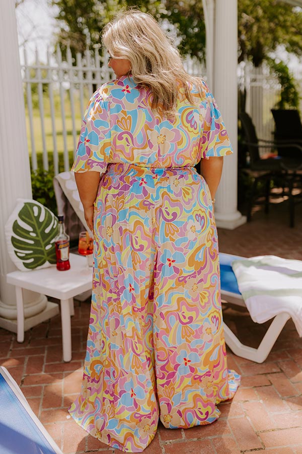 Sunny Views Satin Floral Wide Leg Jumpsuit Curves Image 5