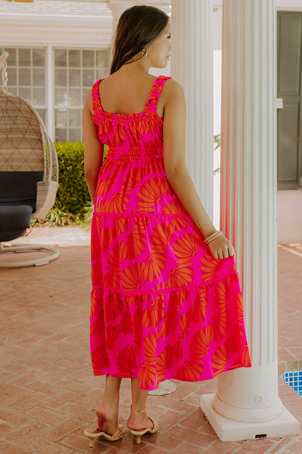 Paradise Point Floral Midi Dress in Hot Pink Image 4