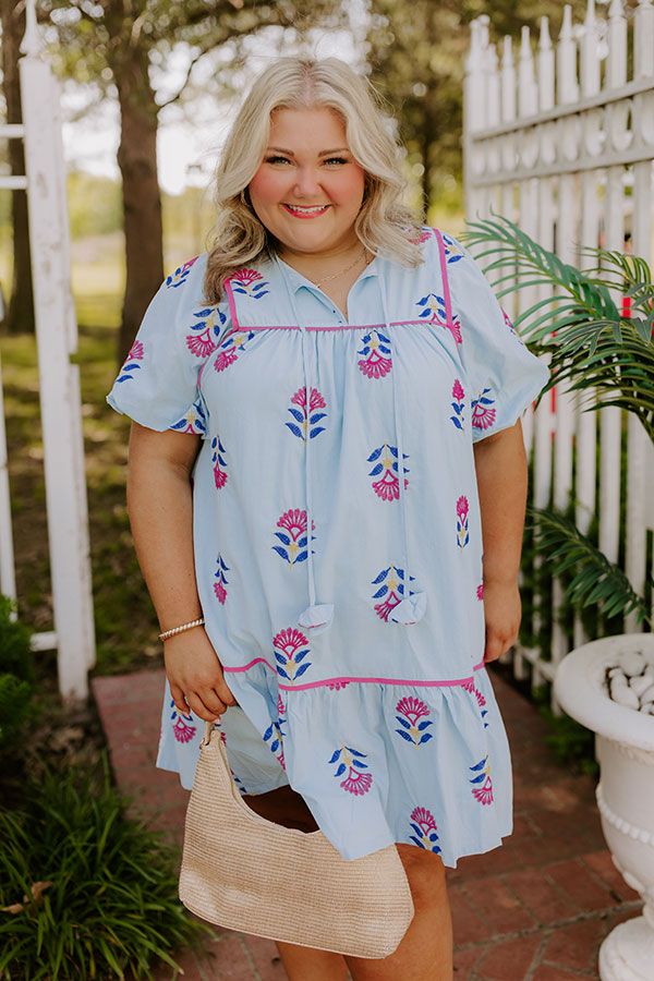 Joyful Bloom Floral Embroidered Mini Dress Curves Image 1