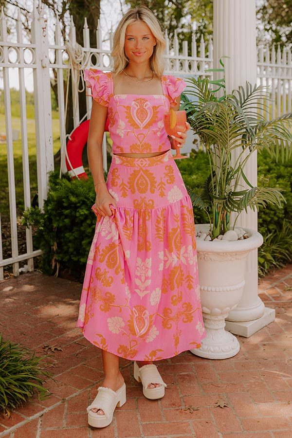 Margaritas Sipping High Waist Floral Maxi Skirt Image 2