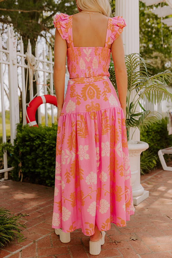Margaritas Sipping High Waist Floral Maxi Skirt Image 5