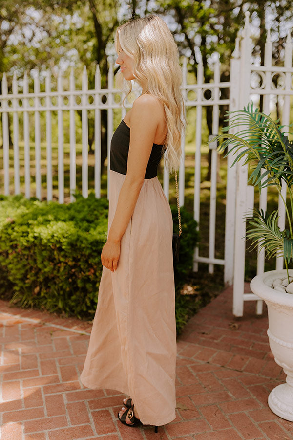 Block Street Cutie Linen Maxi Dress in Iced Latte Image 4
