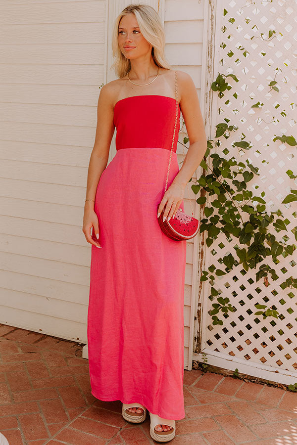 Block Street Cutie Linen Maxi Dress in Pink Image 1