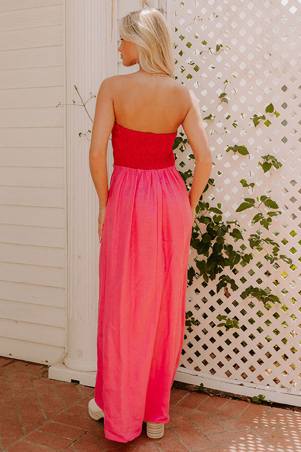 Block Street Cutie Linen Maxi Dress in Pink Image 4