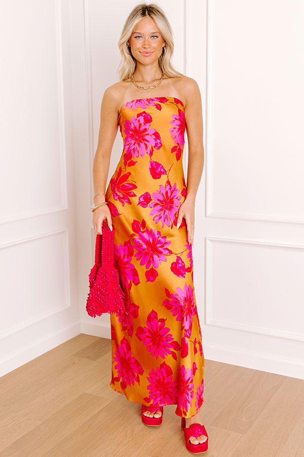 Rooftop Fiesta Satin Floral Maxi Dress Image 1