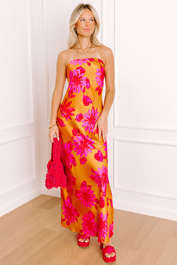 Rooftop Fiesta Satin Floral Maxi Dress Image 4