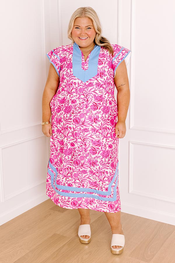 Veranda Views Floral Midi Dress in Pink Curves Image 1