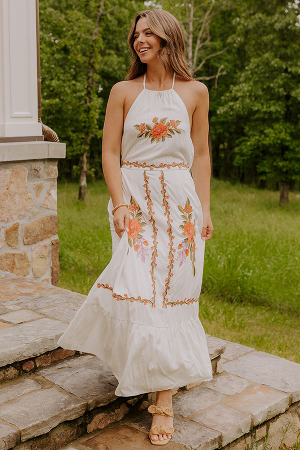 Sunset Meadow Floral Embroidered Maxi Dress Image 1