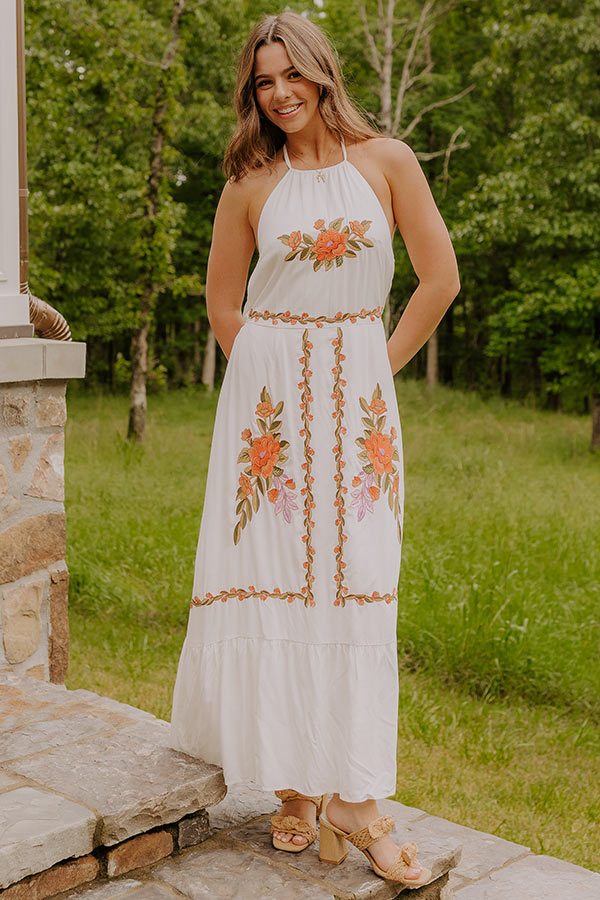 Sunset Meadow Floral Embroidered Maxi Dress Image 2