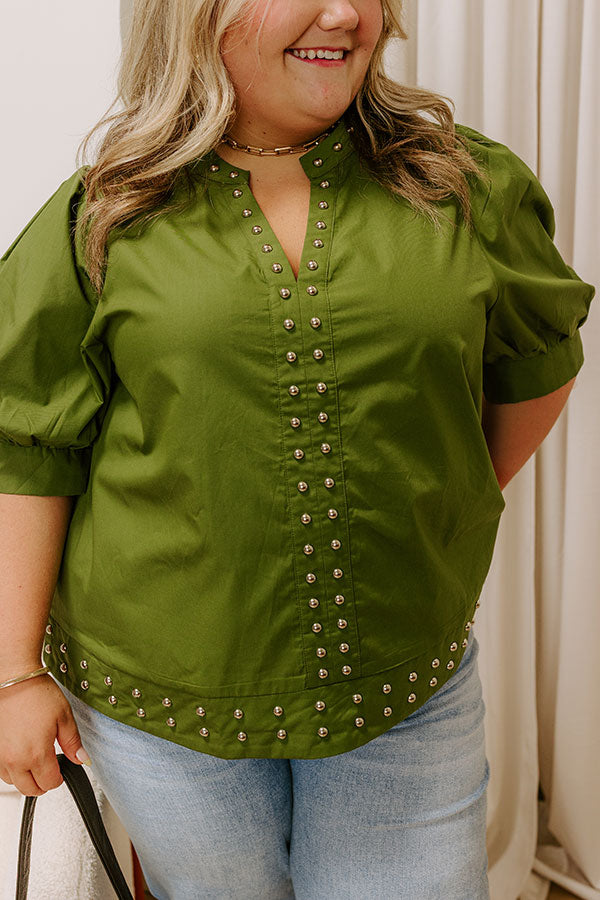 Sweet Statement Shift Top in Olive Curves Image 2