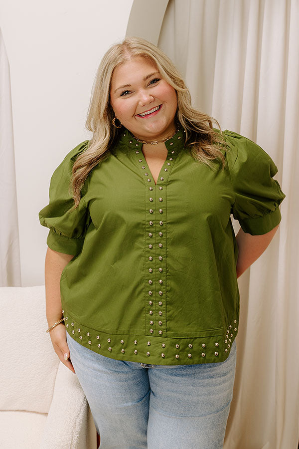 Sweet Statement Shift Top in Olive Curves Image 3