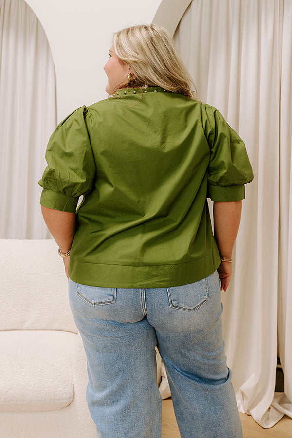 Sweet Statement Shift Top in Olive Curves Image 5