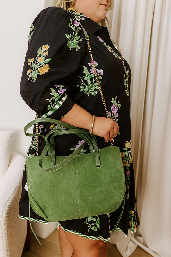 The City Life Faux Suede Tote in Sage Image 2