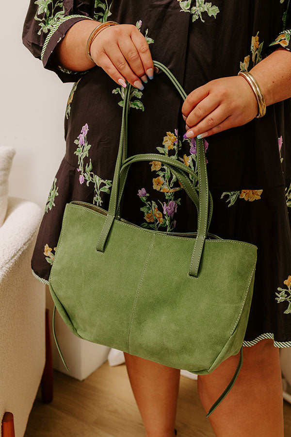 The City Life Faux Suede Tote in Sage Image 3