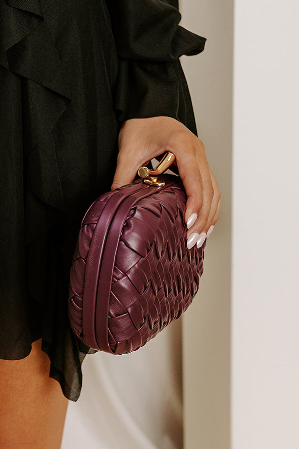 The Rya Faux Leather Woven Clutch in Windsor Wine Image 4