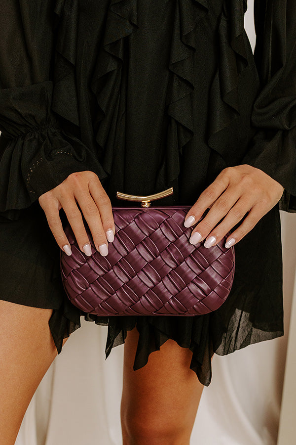 The Rya Faux Leather Woven Clutch in Windsor Wine Image 1