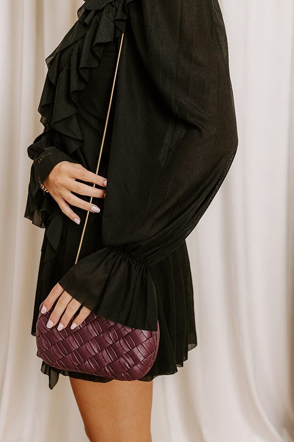 The Rya Faux Leather Woven Clutch in Windsor Wine Image 2