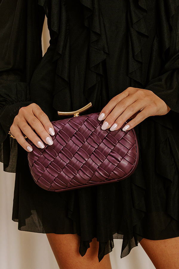The Rya Faux Leather Woven Clutch in Windsor Wine Image 3