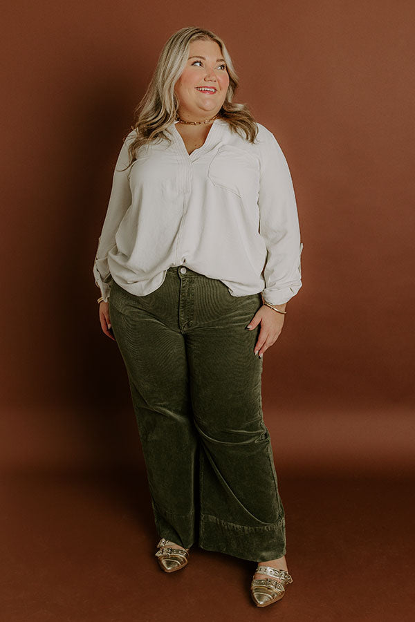 RISEN Kinsley High Waist Corduroy Wide Leg Pants Curves Image 1
