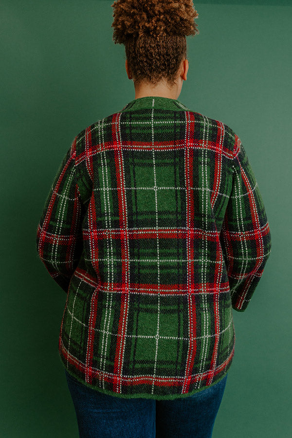 Full Of Cheer Plaid Knit Sweater in Green Curves Image 4